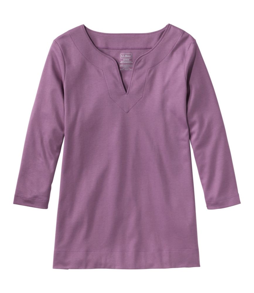 Tunique Femme L.L. Bean En Coton Pima, Taille M, Vert D'eau (sarcelle), Manches 3/4