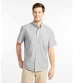 Men's Easy-Care Chambray Shirt, Traditional Fit Short-Sleeve Stripe