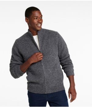 Men's L.L.Bean Classic Ragg Wool Sweater, Full-Zip Flannel-Lined
