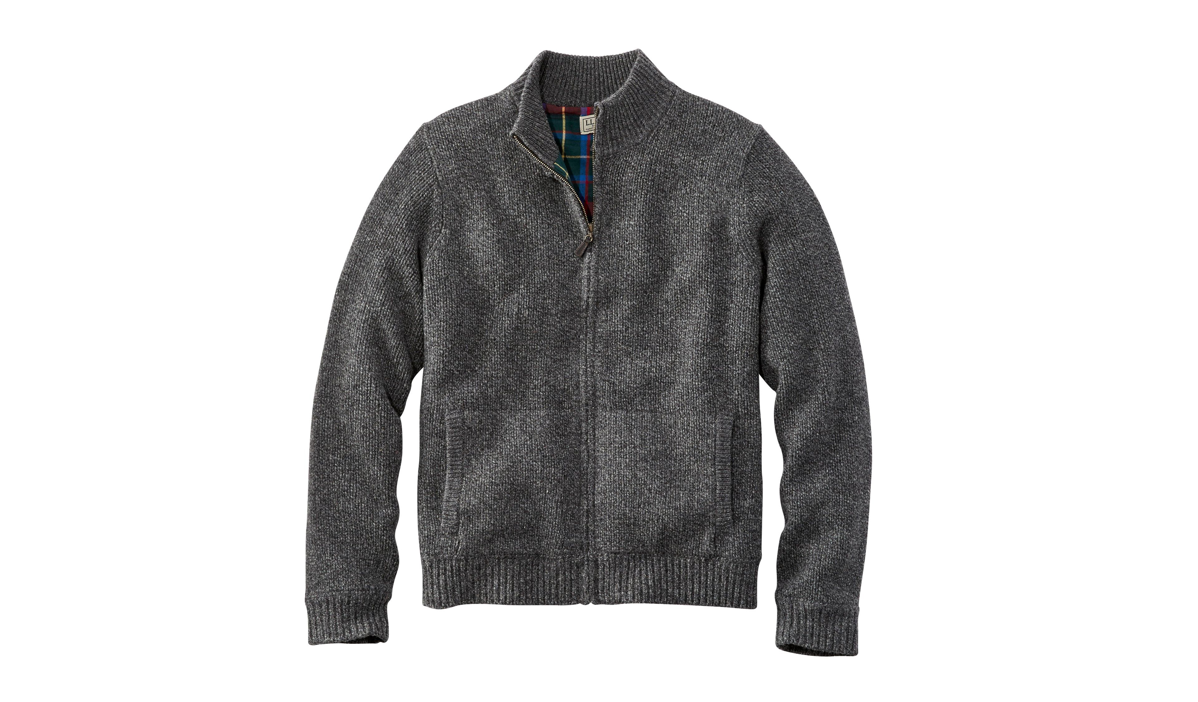 Men's L.L.Bean Classic Ragg Wool Sweater, Full-Zip Flannel-Lined