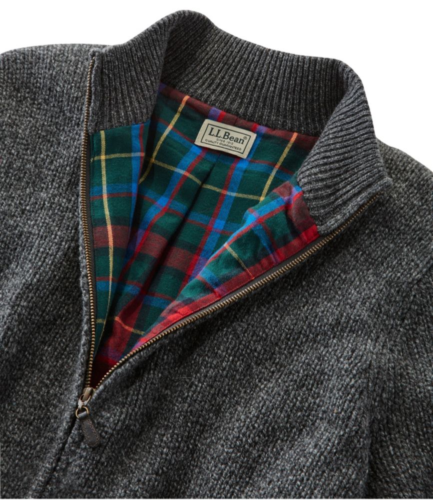 Men's L.L.Bean Classic Ragg Wool Sweater, Full-Zip Flannel-Lined