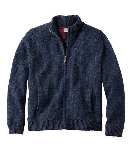 Men's L.L.Bean Classic Ragg Wool Sweater, Full-Zip Flannel-Lined ...