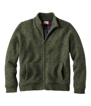 Men's L.L.Bean Classic Ragg Wool Sweater, Full-Zip Flannel-Lined