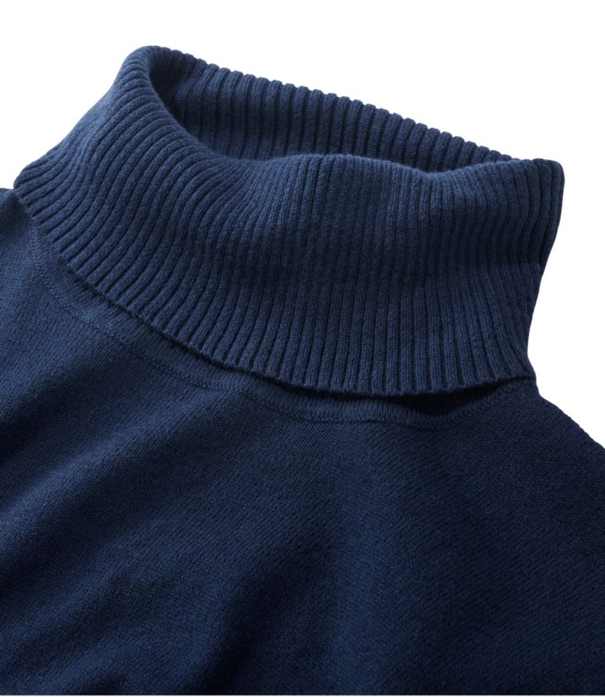 Women's Cotton/Cashmere Sweater, Turtleneck, Classic Navy, small image number 4