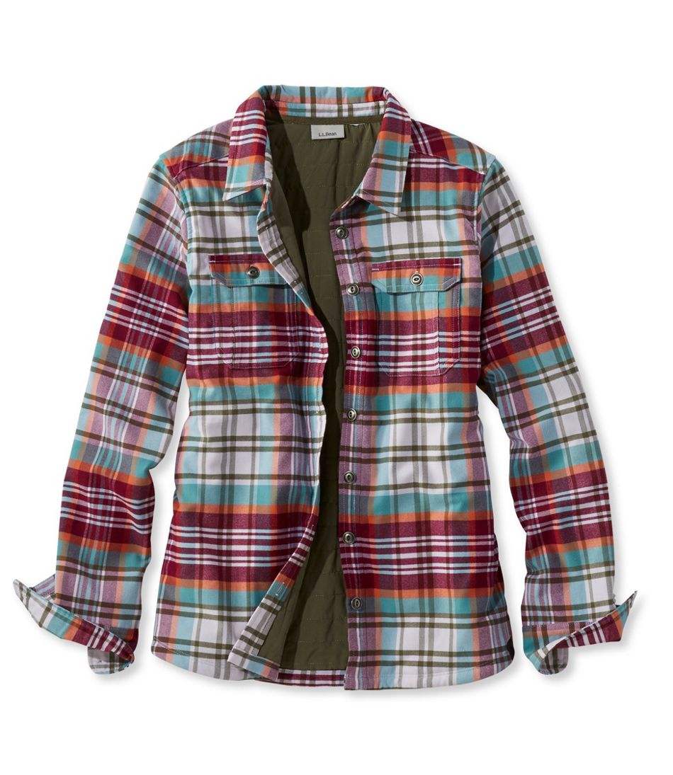 Women's Quilted Woven Shirt Jacket, Insulated Plaid | Shirts & Tops at ...