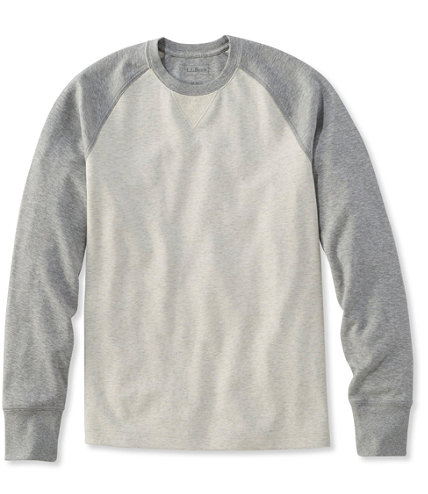 Men's Washed Cotton Double-Knit Crewneck, Slightly Fitted Long-Sleeve ...