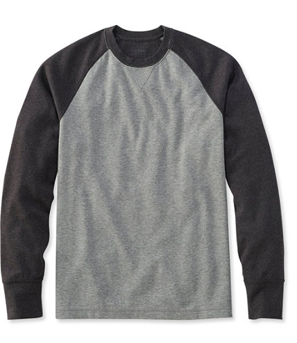 Men's Washed Cotton Double-Knit Crewneck, Slightly Fitted Long-Sleeve ...