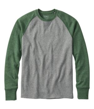 Men's Washed Cotton Double-Knit Crewneck, Slightly Fitted Long-Sleeve Colorblock