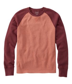 Men's Washed Cotton Double-Knit Crewneck, Slightly Fitted Long-Sleeve Colorblock