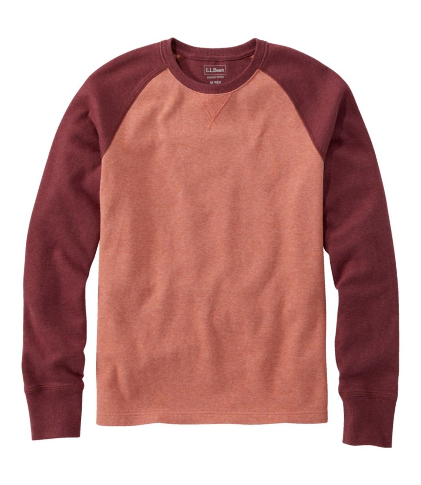 Men's Washed Cotton Double-Knit Crewneck, Slightly Fitted Long-Sleeve Colorblock The sale price was right