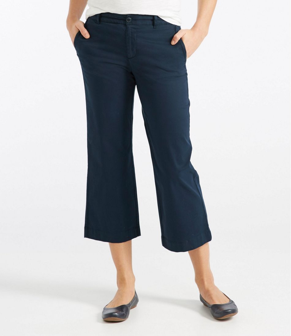 Women's Washed Chinos, Wide-Leg Cropped