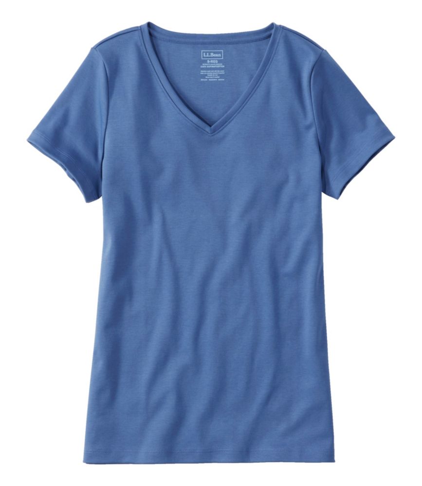 Women's Pima Cotton Shaped V-Neck, Short-Sleeve