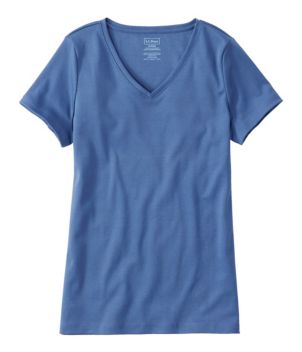 Women's Pima Cotton Shaped V-Neck, Short-Sleeve