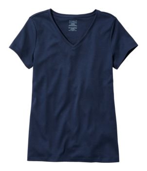 Women's Pima Cotton Shaped V-Neck, Short-Sleeve