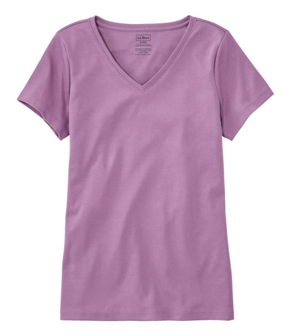 Women's Pima Cotton Shaped V-Neck, Short-Sleeve | Shirts & Tops at L.L.Bean