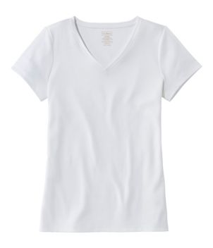 Women's Pima Cotton Shaped V-Neck, Short-Sleeve