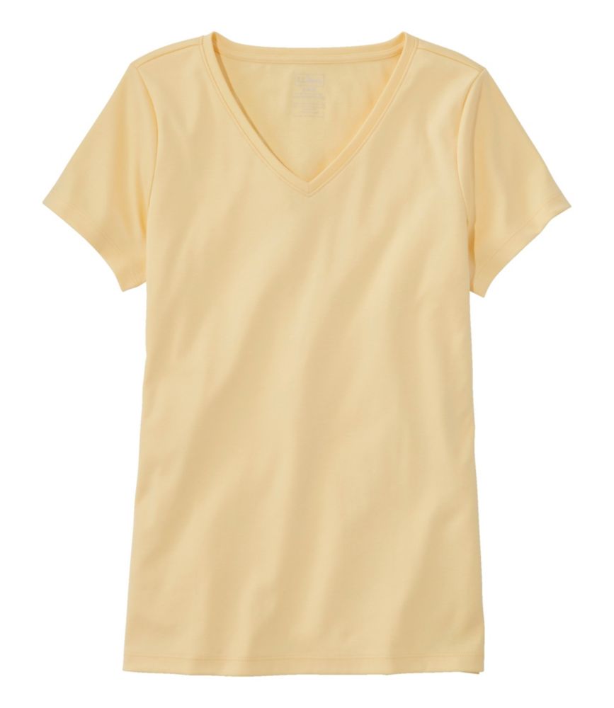 Women's Pima Cotton Shaped V-Neck, Short-Sleeve, Butter, small image number 1