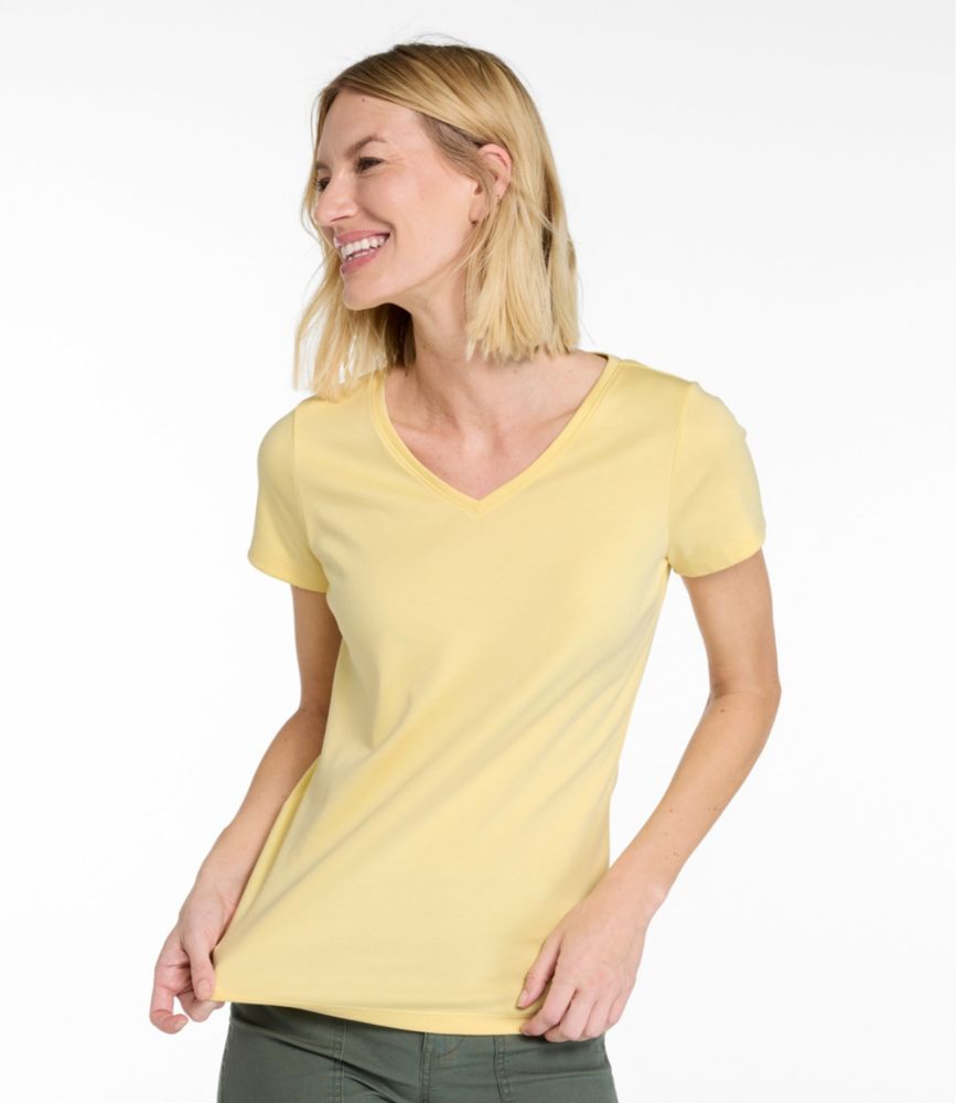 Women's Pima Cotton Shaped V-Neck, Short-Sleeve