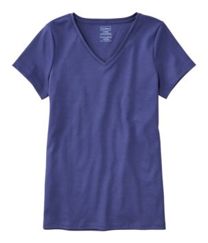 Women's Pima Cotton Shaped V-Neck, Short-Sleeve