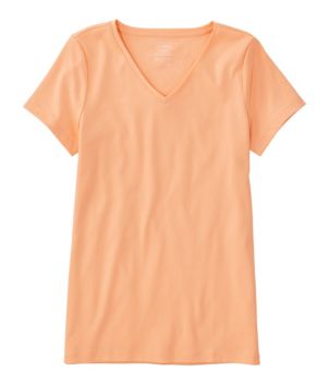 Women's Pima Cotton Shaped V-Neck, Short-Sleeve