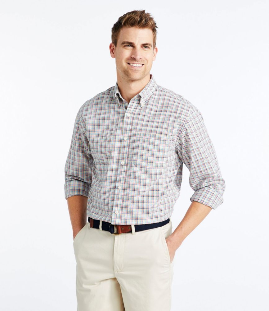 Men's Seersucker Shirt, Long Sleeve Tattersall