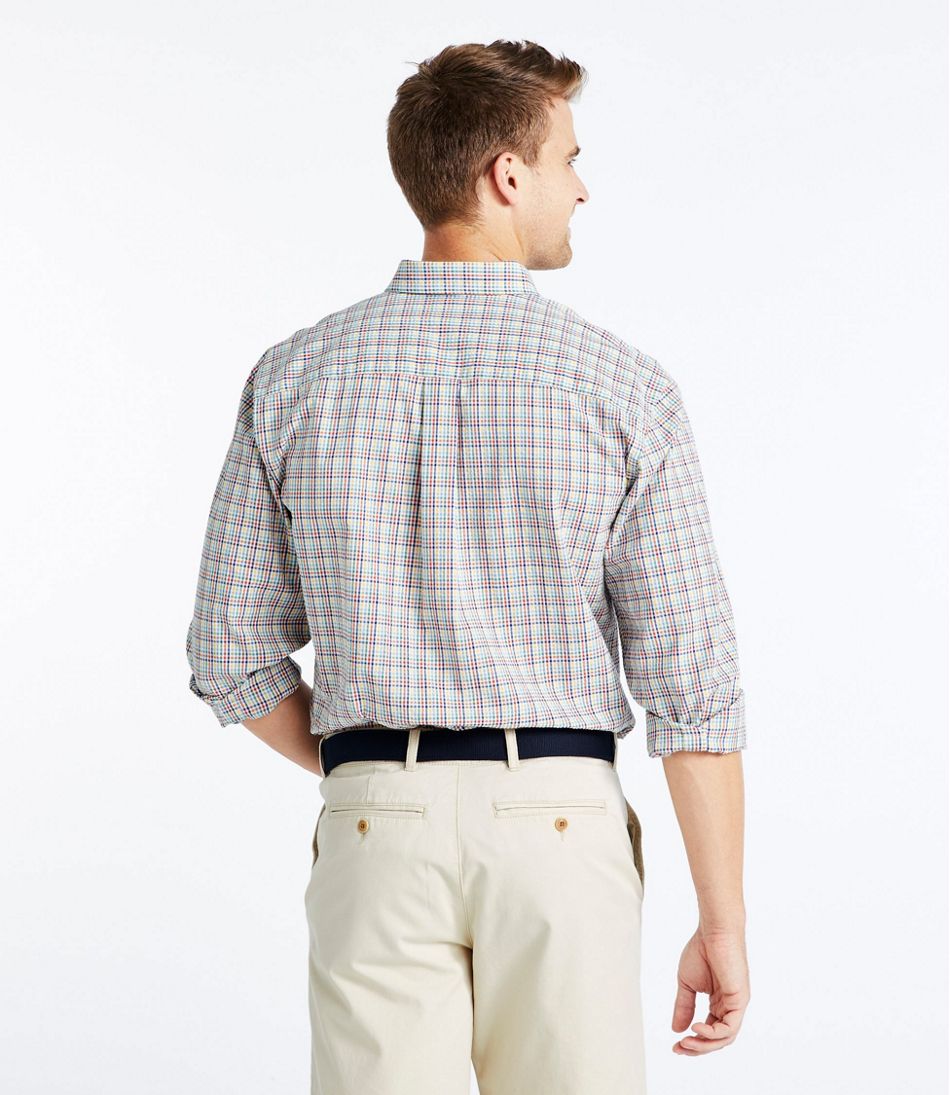 Men's Seersucker Shirt, Long Sleeve Tattersall