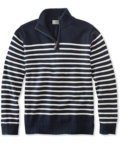 Double L Cotton Sweater, Quarter-Zip Stripe | Free Shipping at L.L.Bean.