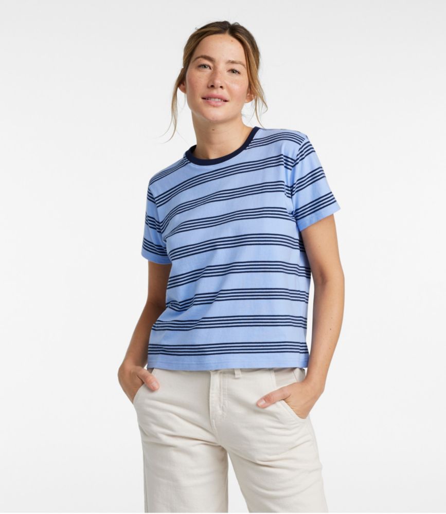 Women's Saturday T-Shirt, Crewneck Short-Sleeve Stripe, , small image number 1