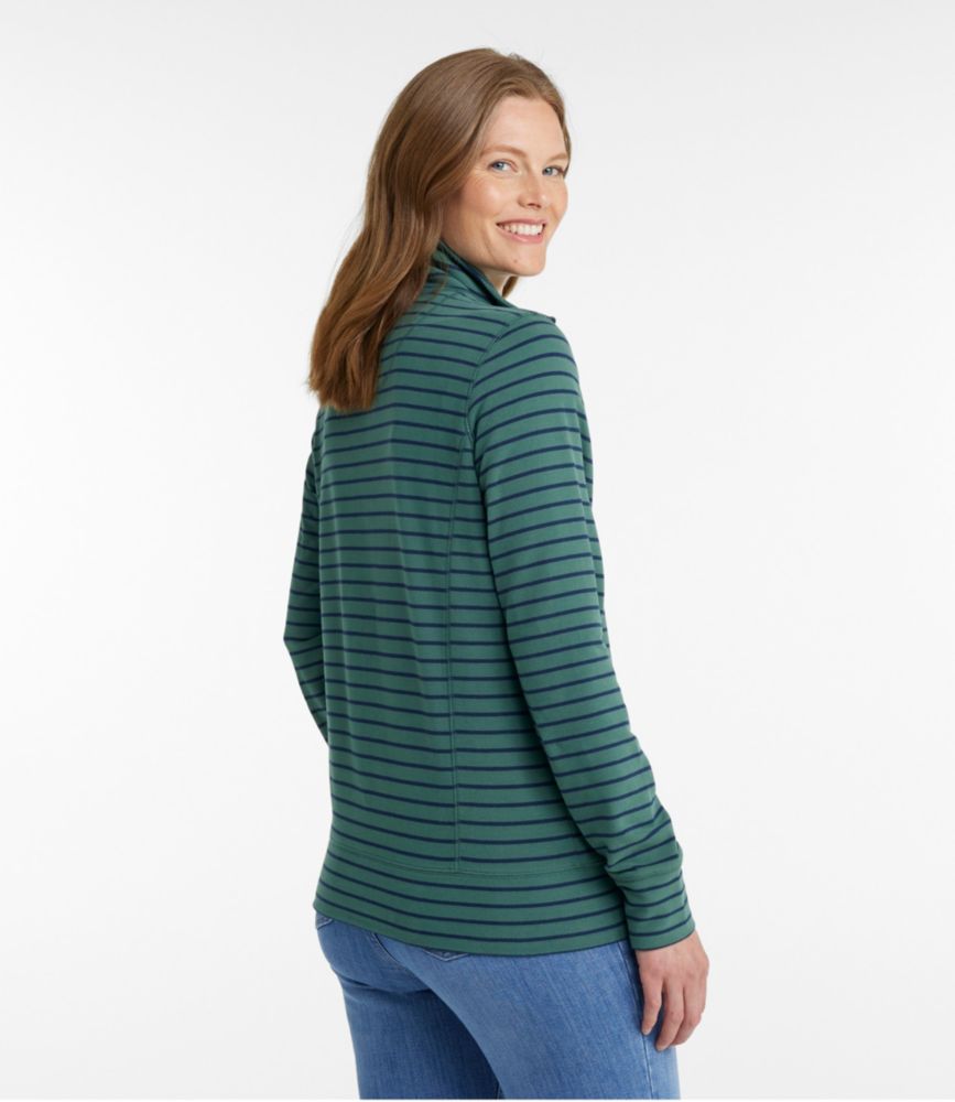 Women's Ultrasoft Sweats, Full-Zip Mock-Neck Jacket Stripe, Deep Green/Classic Navy, small image number 3