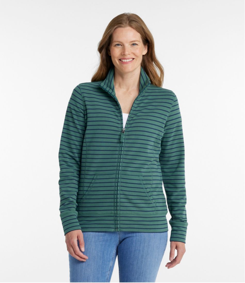 LL Bean Womens Ultrasoft Sweats Quarter Zip Pullover Stripe Shirt