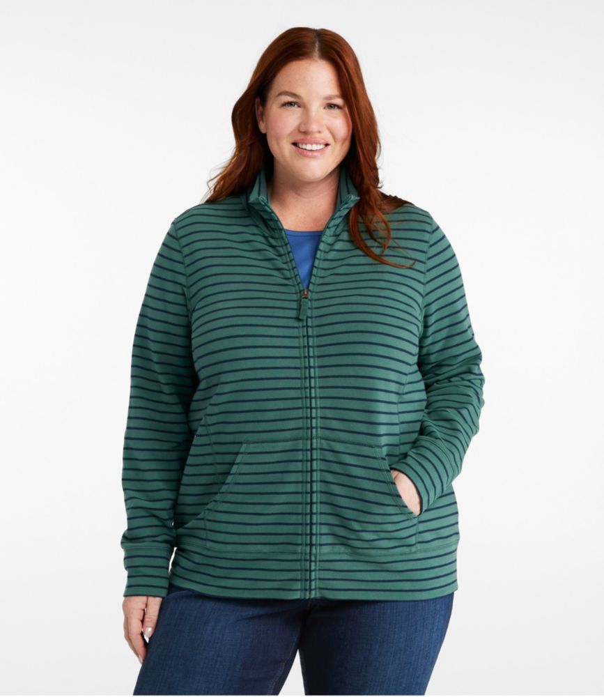 Women's Ultrasoft Sweats, Full-Zip Mock-Neck Jacket Stripe