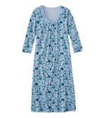 Women's Supima Nightgown, V-Neck Three-Quarter-Sleeve Print