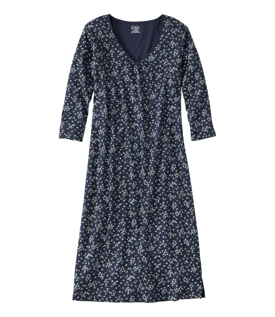 Women's Supima Nightgown, V-Neck Three-Quarter-Sleeve Print | Pajamas ...