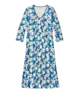 Women's Supima Nightgown V-Neck Three-Quarter-Sleeve, Print