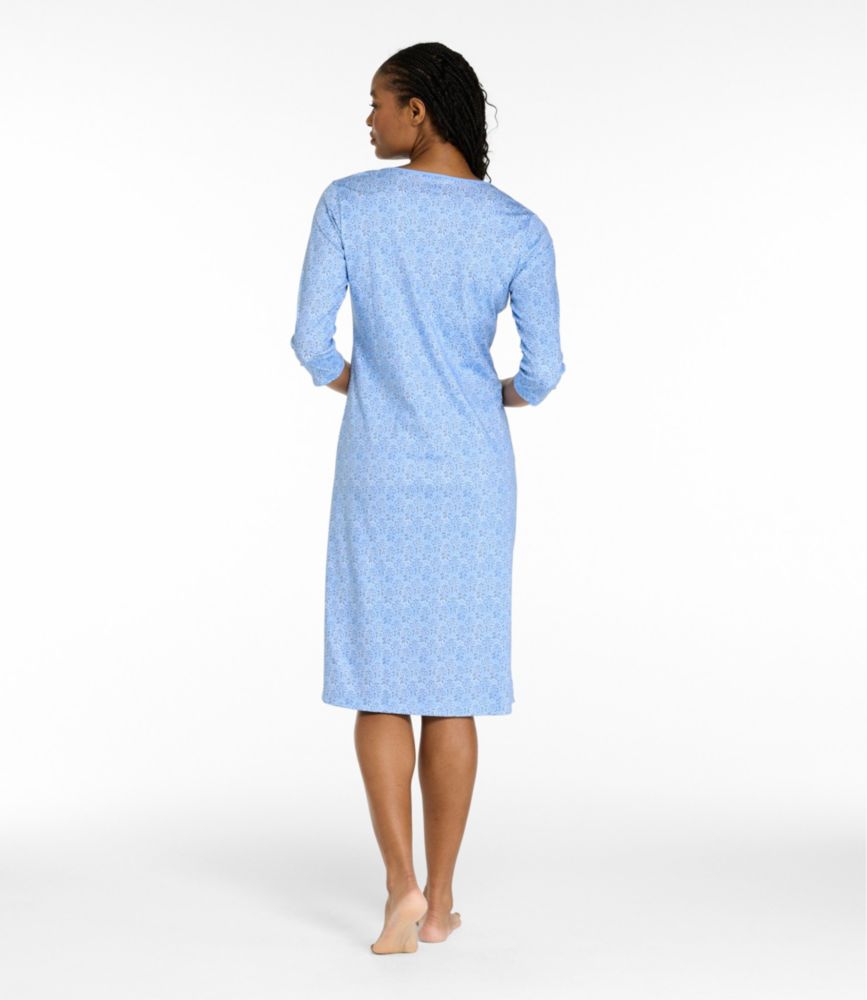 Women's Supima® Nightgown, V-Neck Three-Quarter-Sleeve Print