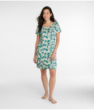 Women's Supima Nightgown, V-Neck Three-Quarter-Sleeve, Print