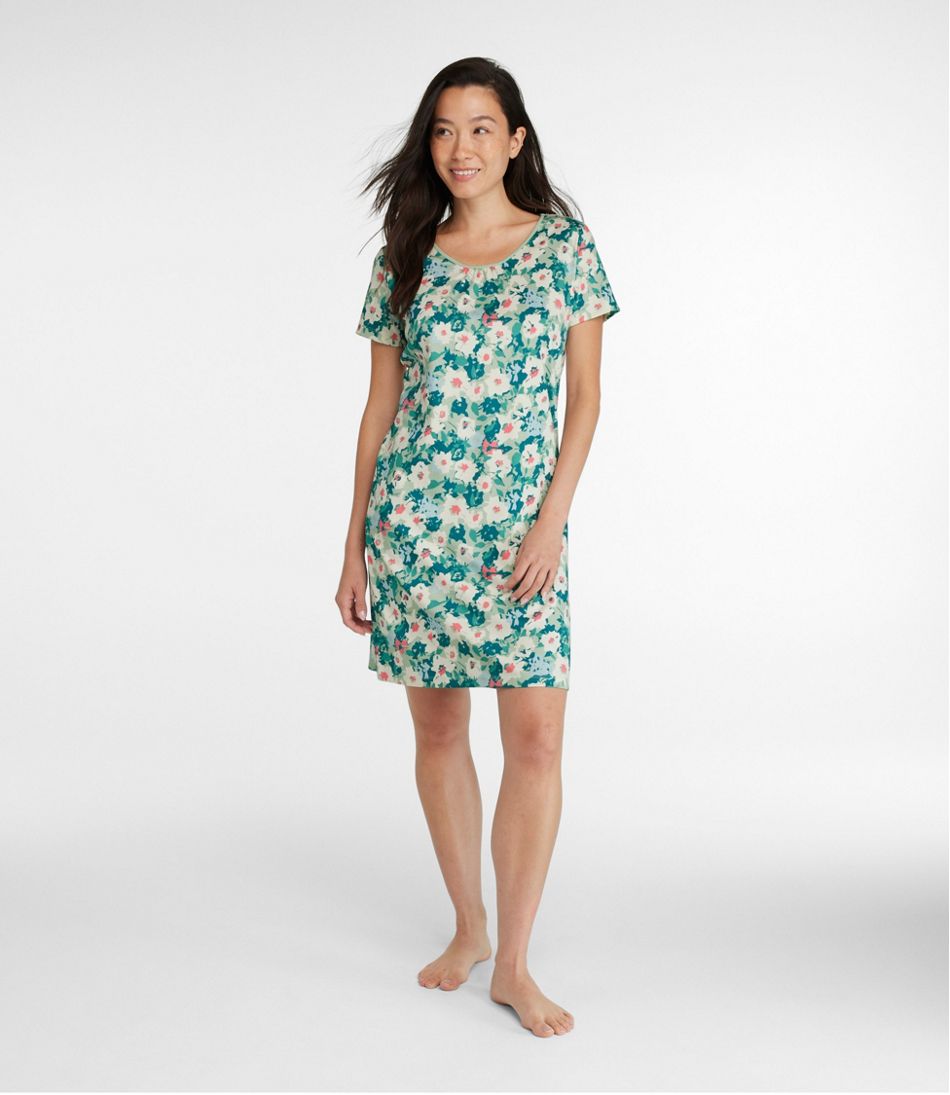 Women's Supima Nightgown, Short-Sleeve Floral