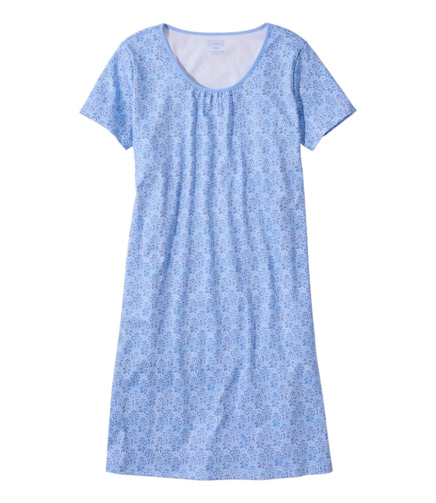 Women's Supima&reg; Nightgown, Short-Sleeve Floral, Seaboard Blue Floral Bunch, small image number 1