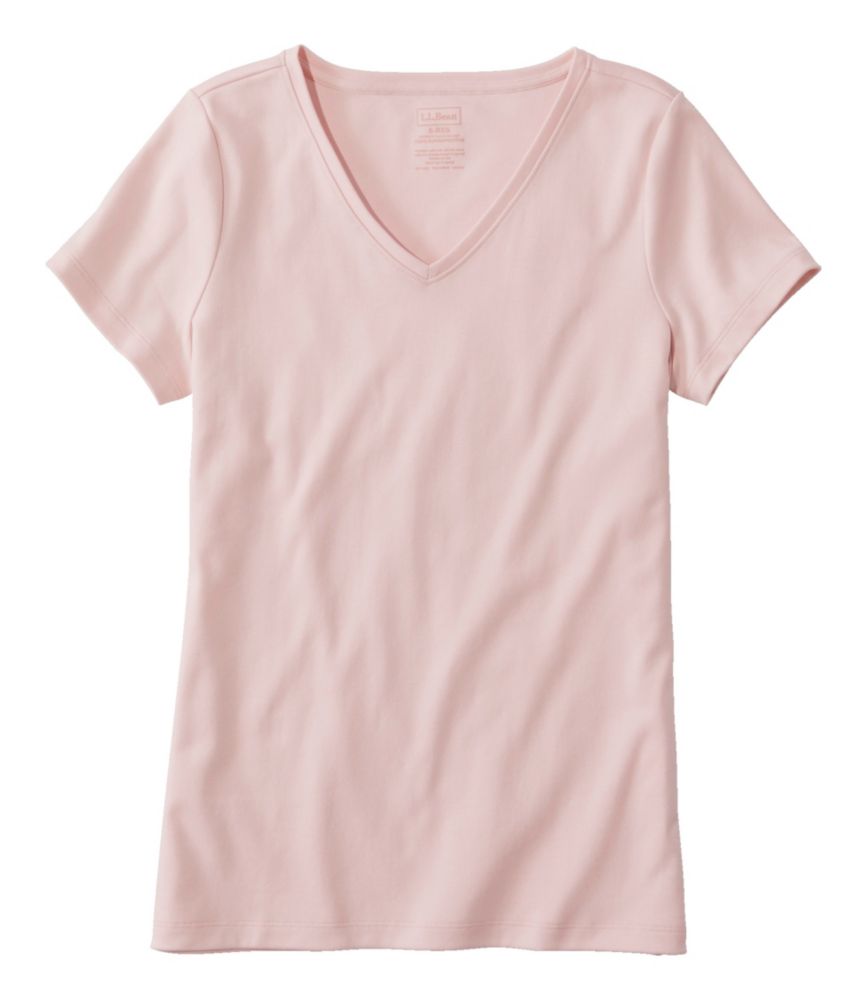 Women's Pima Cotton Shaped V-Neck, Short-Sleeve
