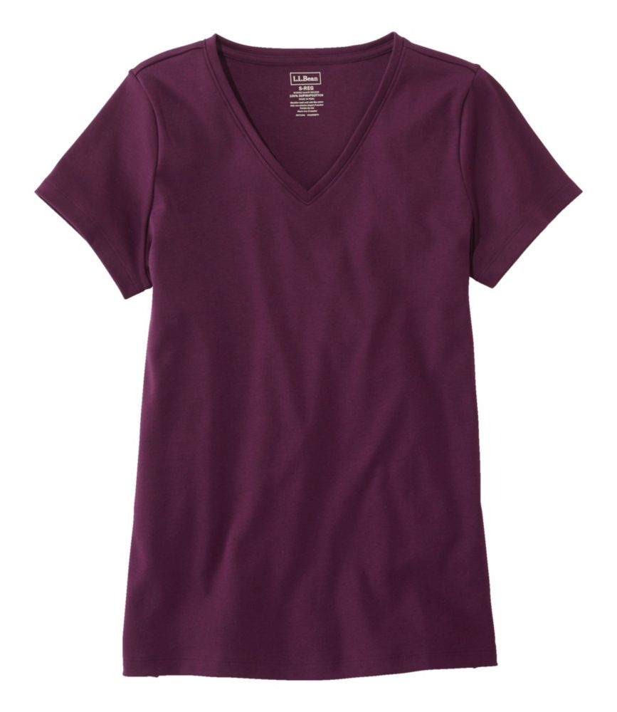 Women's Pima Cotton Shaped V-Neck, Short-Sleeve