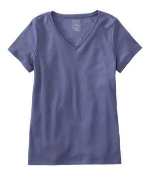 Women's Pima Cotton Shaped V-Neck, Short-Sleeve