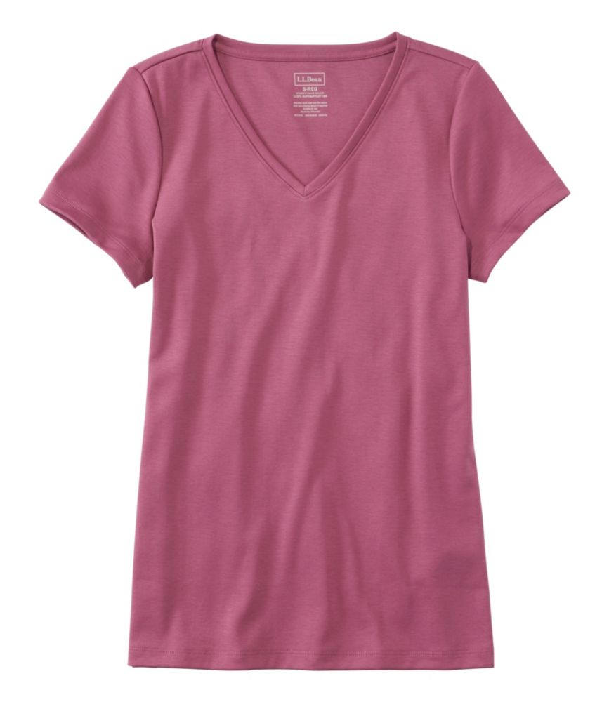 Women's Pima Cotton Shaped V-Neck, Short-Sleeve