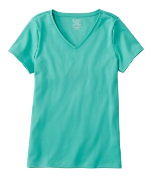 Women's Pima Cotton Shaped V-Neck, Short-Sleeve