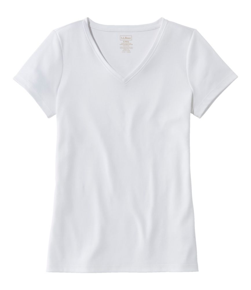 Women's Pima Cotton Shaped V-Neck, Short-Sleeve