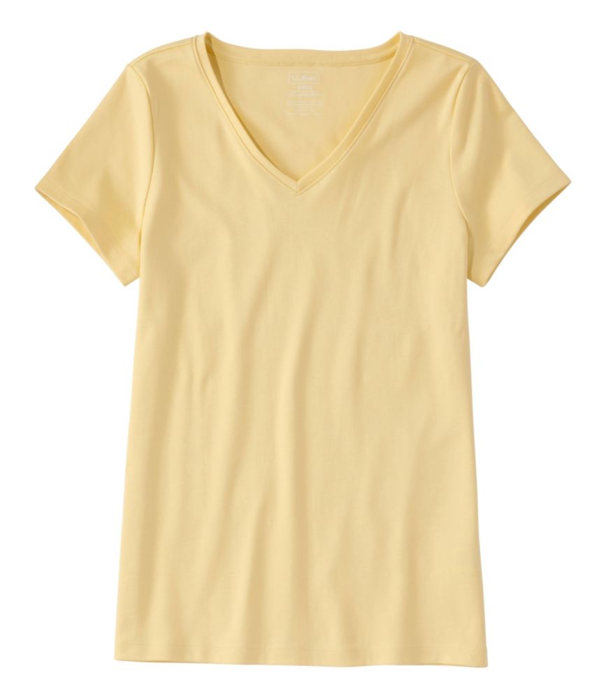 Women's Pima Cotton Shaped V-Neck, Short-Sleeve