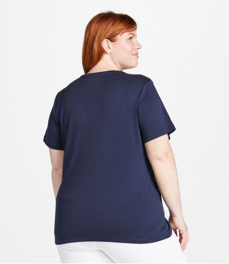 Women's Pima Cotton Shaped V-Neck, Short-Sleeve, Faded Sage, small image number 3