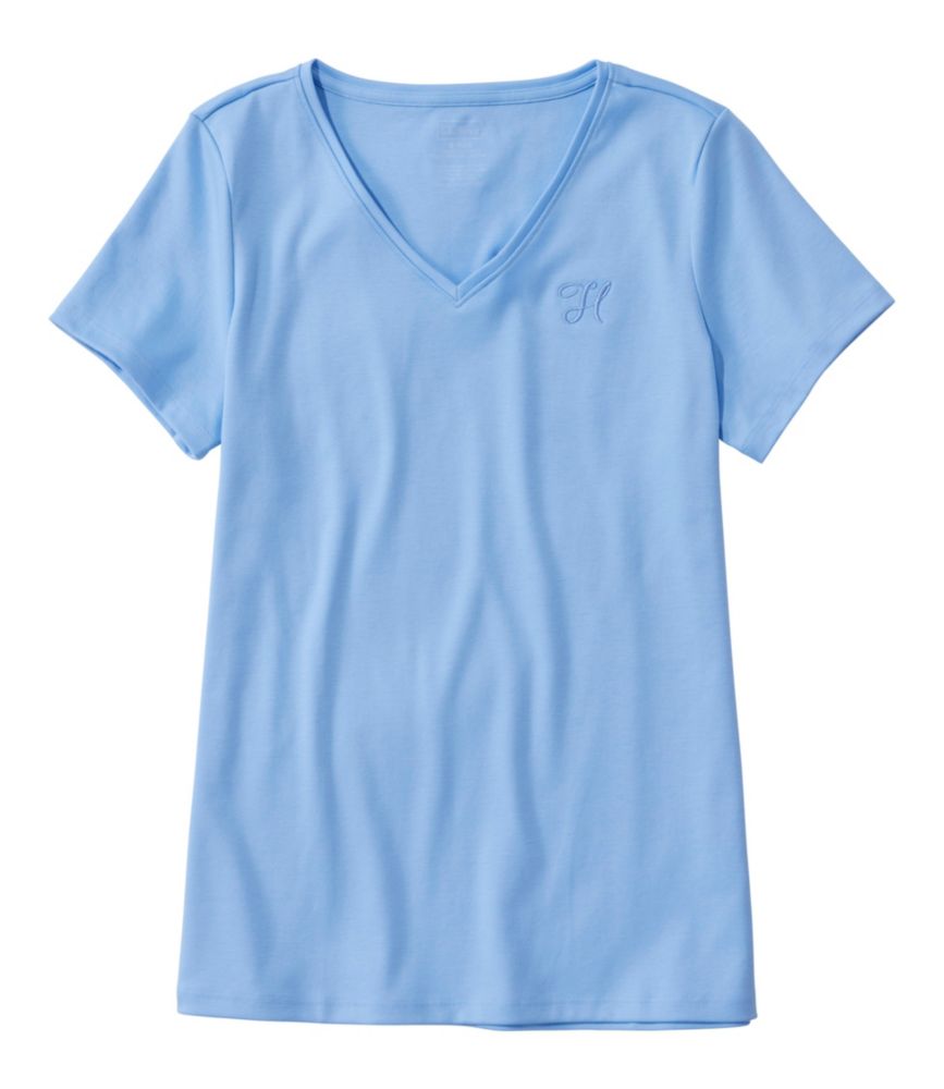 Women's Pima Cotton Shaped V-Neck, Short-Sleeve, Faded Sage, small image number 5