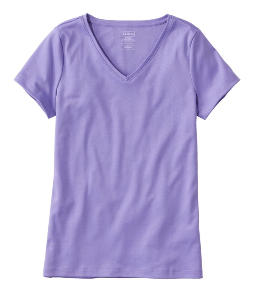 Women's Pima Cotton Shaped V-Neck, Short-Sleeve