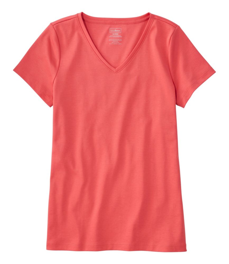 Women's Pima Cotton Shaped V-Neck, Short-Sleeve