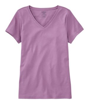 Women's Pima Cotton Shaped V-Neck, Short-Sleeve